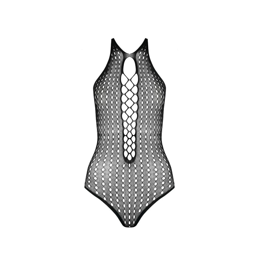 Бодістокінг з декольте Passion BS088 black, імітація корсетної шнурівки фото 5