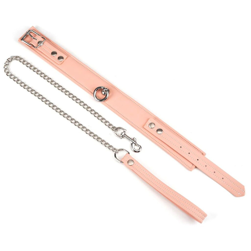 Нашийник з повідцем Liebe Seele Dark Candy Pink Collar with Leash, повідець на карабіні фото 3