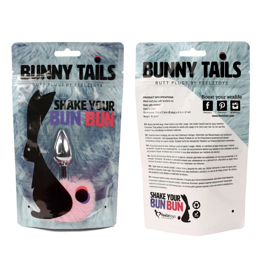 Анальная пробка FeelzToys - Bunny Tails Butt Plug Pink фото 3