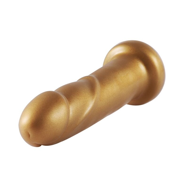 Золотий фалоімітатор Hismith 6.8″ Golden Silicone Dildo, система KlicLok фото 4