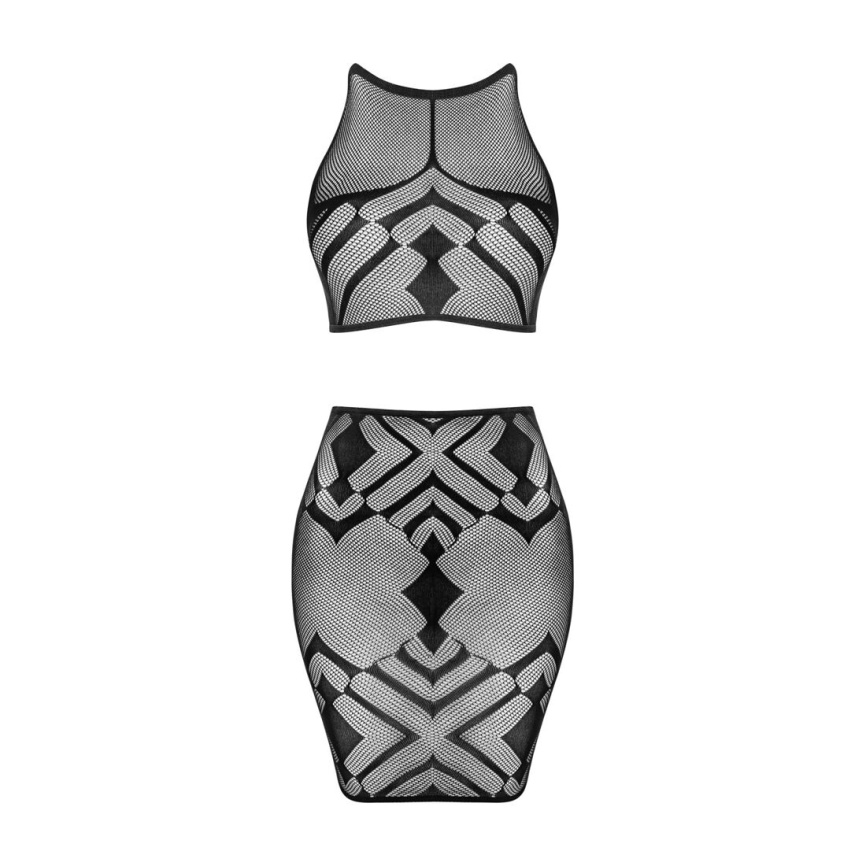 Еротичний напівпрозорий комплект Obsessive K101 top & skirt S/M/L, топ, спідниця фото 7