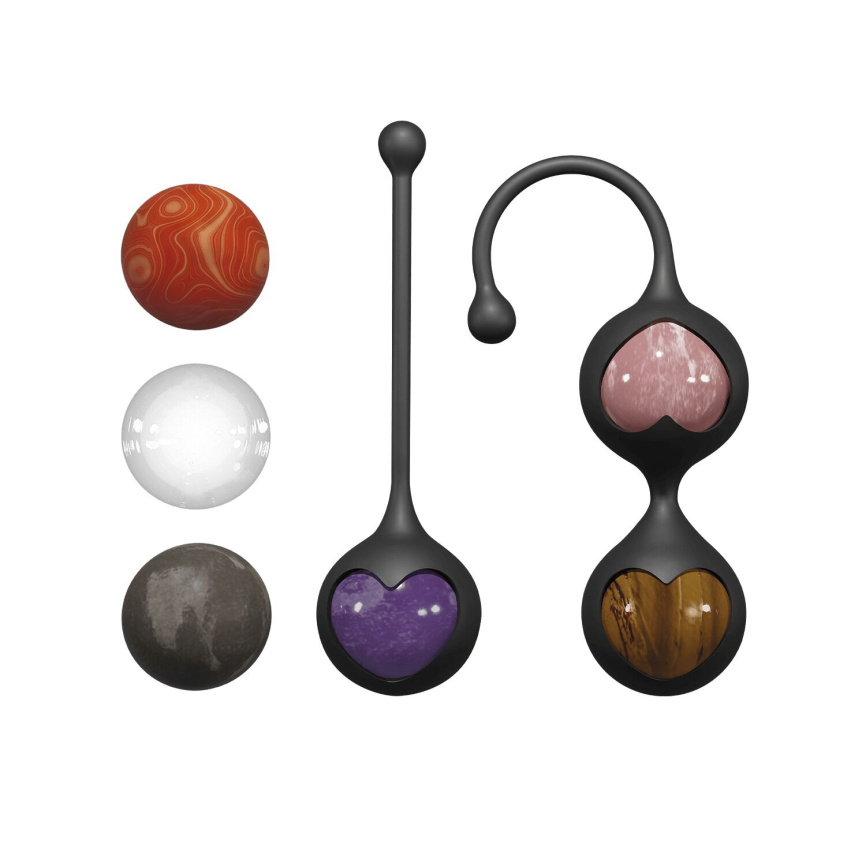 Вагінальні кульки Adrien Lastic Harmony Stones, напівдорогоцінне каміння, діаметр 3 см, 2 тримачі фото 1