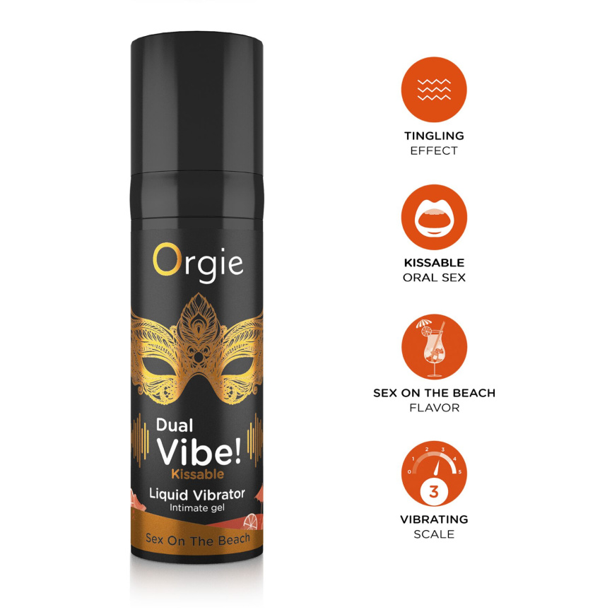 Рідкий вібратор Orgie Dual Vibe! Sex On The Beach Kissable Liquid Vibrator, 15 мл фото 3