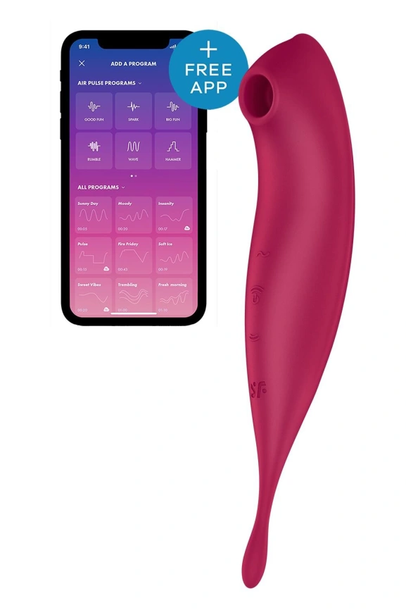 Смарт-вибратор для клитора с вакуумной стимуляцией Satisfyer Twirling Pro+ dark red фото 1
