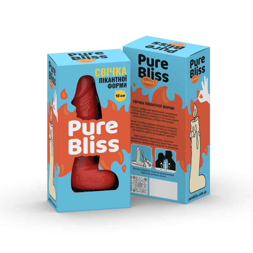 Свічка у вигляді члена Pure Bliss MINI Red 15 см фото 7