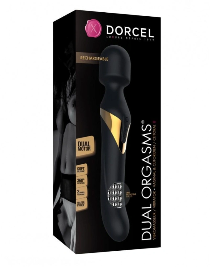 Вибромассажер 2в1 Dorcel Dual Orgasms Gold классический массажер и вибратор с жемчужным массажем фото 4