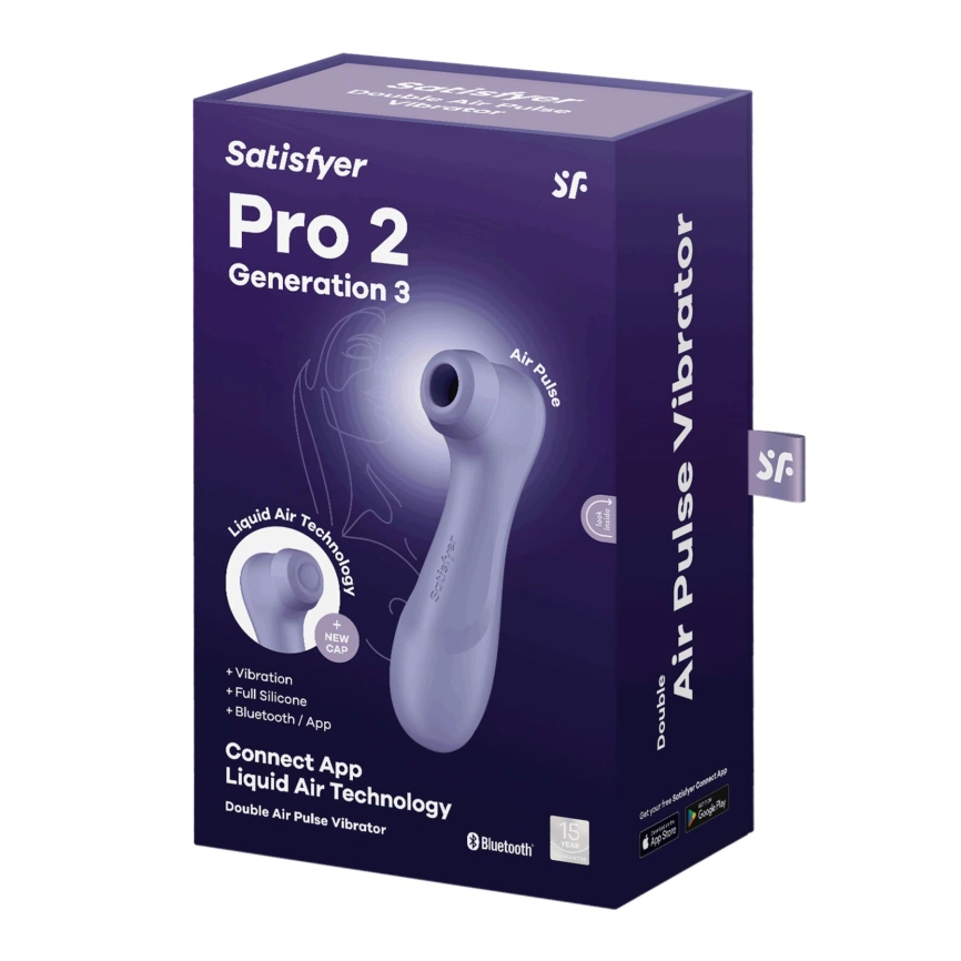 Вакуумный клиторальный стимулятор Satisfyer Pro 2 Generation 3 with Liquid Air Connect App Lilac фото 6