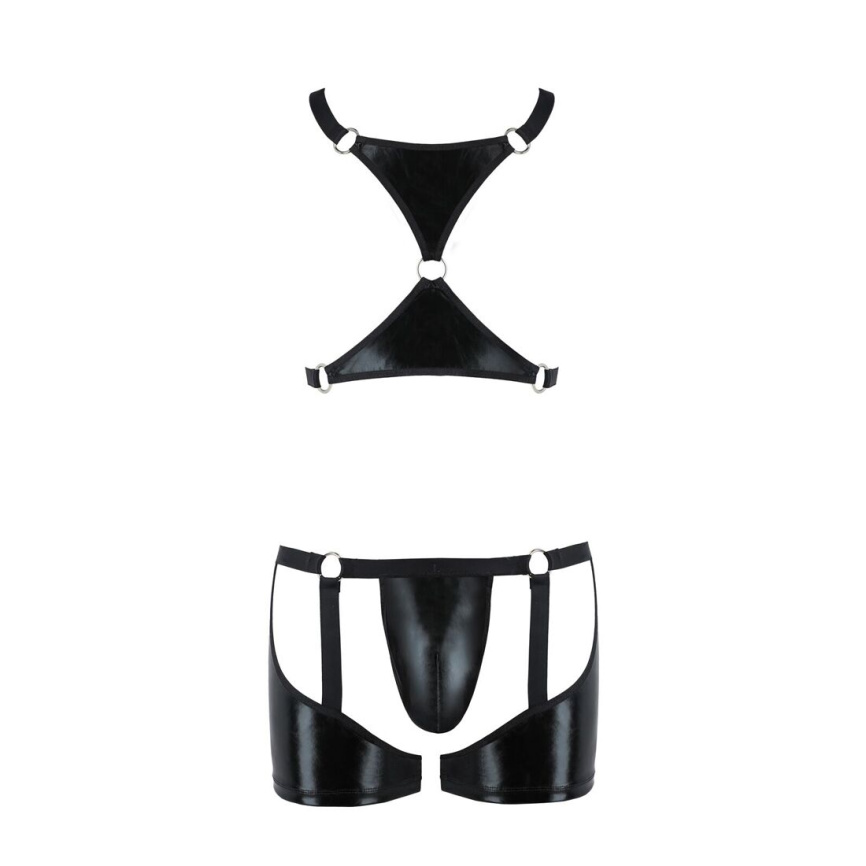Комплект еротичної чоловічої білизни Passion 047 SET JOHN XXL/XXXL Black, труси, портупея фото 11