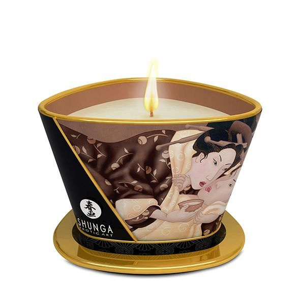 Масажна свічка Shunga Massage Candle – Intoxicating Chocolate (170 мл) з афродизіаками фото 1
