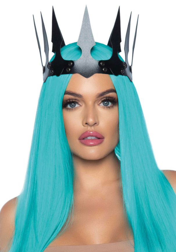 Корона злої королеви Leg Avenue Faux leather spiked crown Black, штучна шкіра, заклепки фото 1