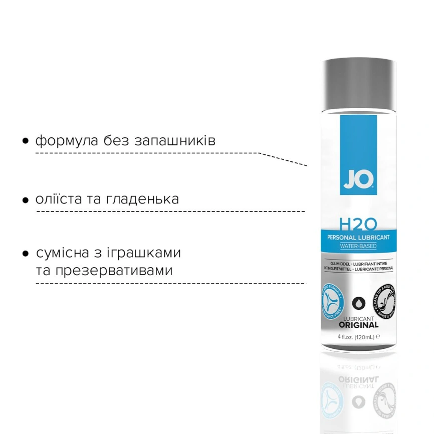 Смазка на водной основе JO H2O ORIGINAL (120 мл) маслянистая и гладкая, растительный глицерин фото 3