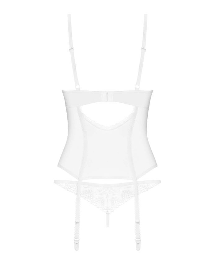 Корсет Obsessive Alissium corset&thong, XS/S, гибкие косточки, открытая спина, стринги в комплекте фото 7