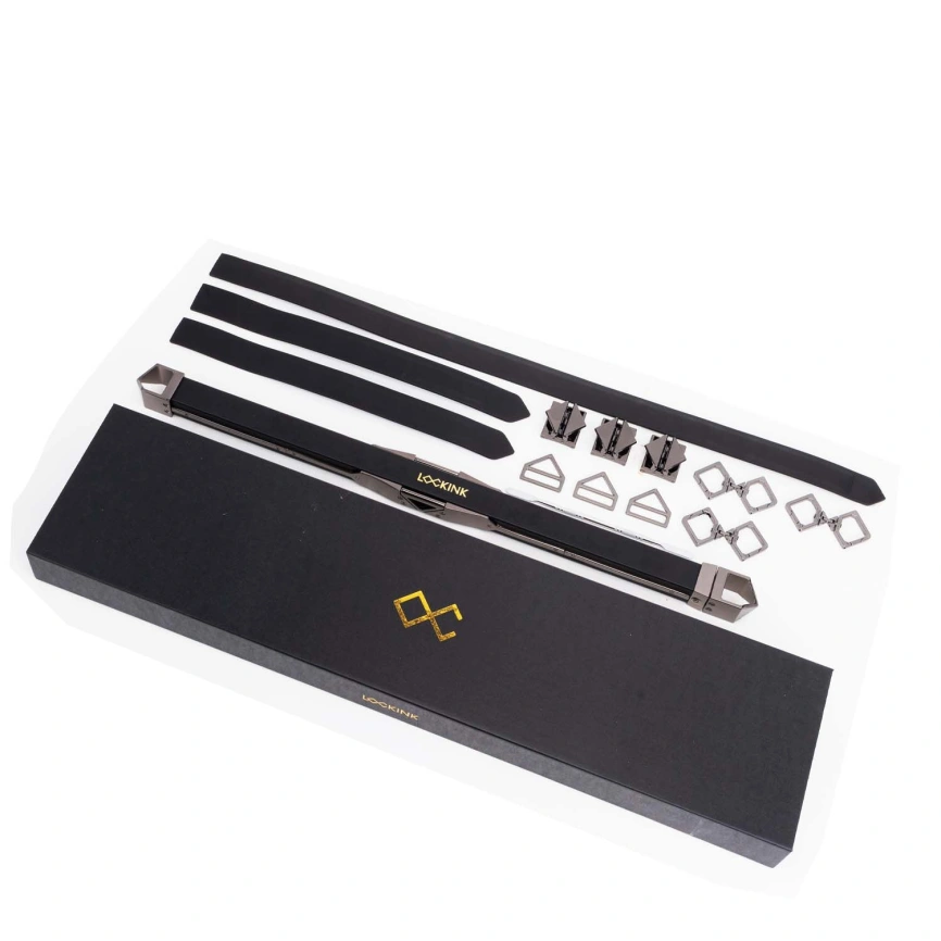 Фиксатор-распорка LOCKINK Adjustable Spreader Bar Set, черный, кожаный, ремни для шеи, рук/ног фото 1