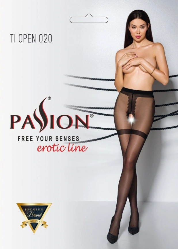 Колготки с открытым доступом, имитация чулок Passion TIOPEN 020 black 3/4 (20 den) фото 5