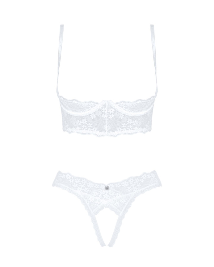Еротичний комплект Obsessive Heavenlly 2-pcs cupless set XS/S, відкриті груди, з доступом фото 3