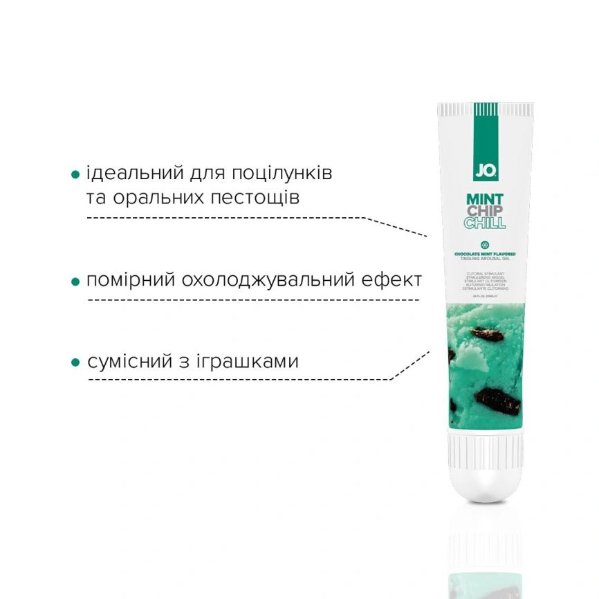 Гель для клитора JO — Mint Chip Chill (10 мл), можно для поцелуев, вибрация с охлаждением фото 3