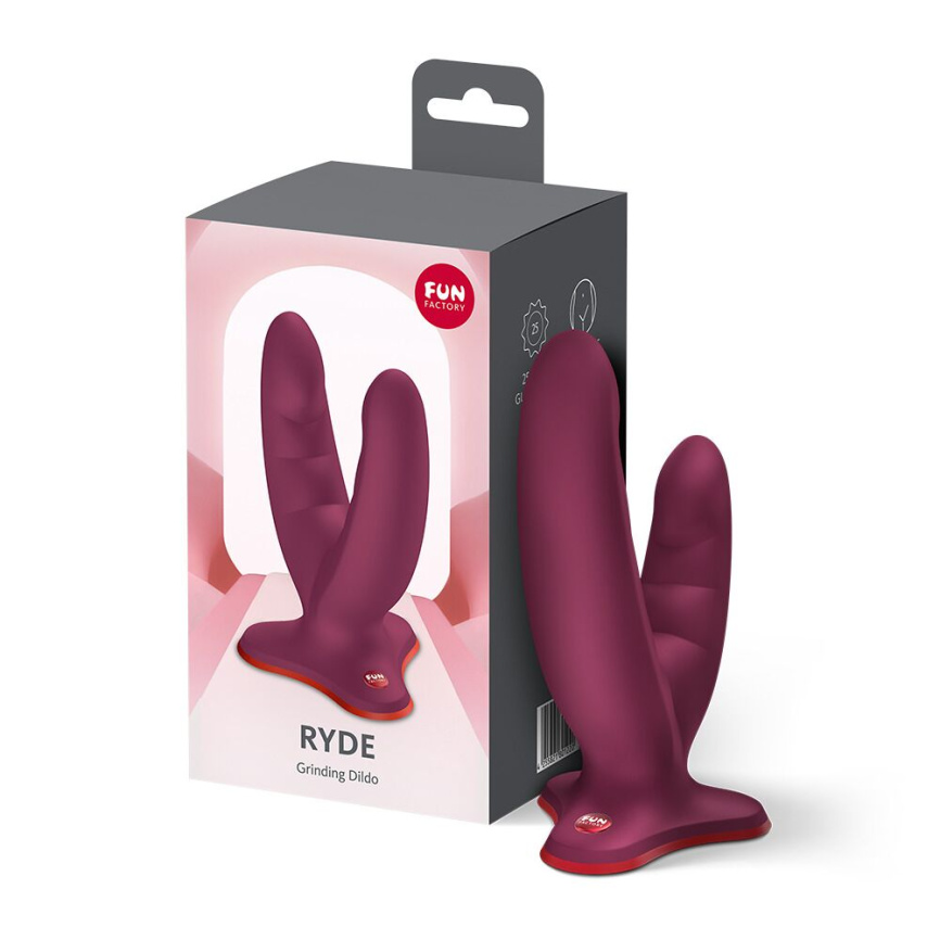 Подвійний фалоімітатор Fun Factory RYDE Wine Red, гнучкі стовбури, присоска фото 6
