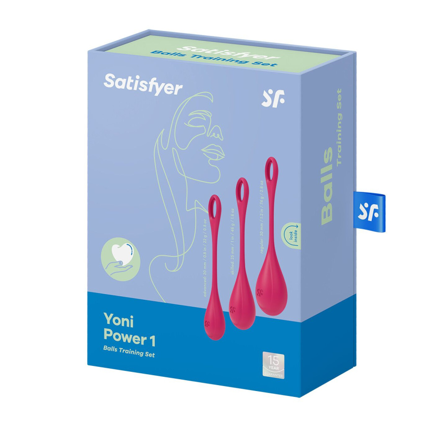 Набір йоні намистин Satisfyer Yoni Power 1 Red, діаметр 2-2,5-3см, вага 22-46-74гр фото 5
