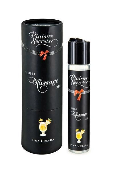Массажное масло Plaisirs Secrets Pina Colada (59 мл) с афродизиаками, съедобное, подарочная упаковка фото 1