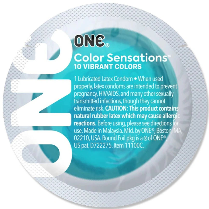 Презерватив ONE Color Sensations Catch the perfect ONE, 1 шт, бирюзовый, гладкий, со смазкой фото 2