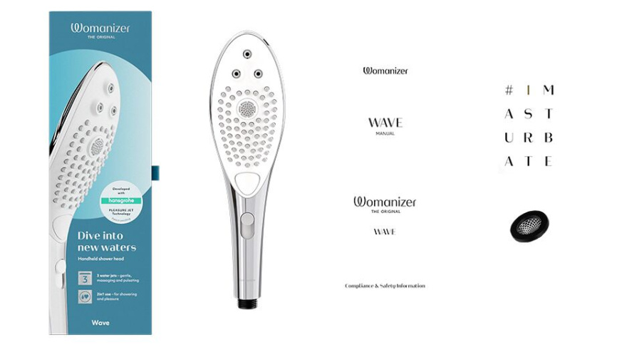 Насадка-стимулятор для душу 2в1 Womanizer Wave Chrome, масажер для інтимних зон фото 5