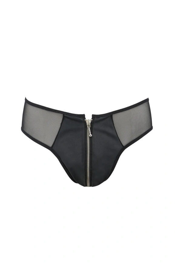 Мужские слипы на молнии Passion 042 SLIP TIMMY S/M Black, экокожа, сетка фото 3