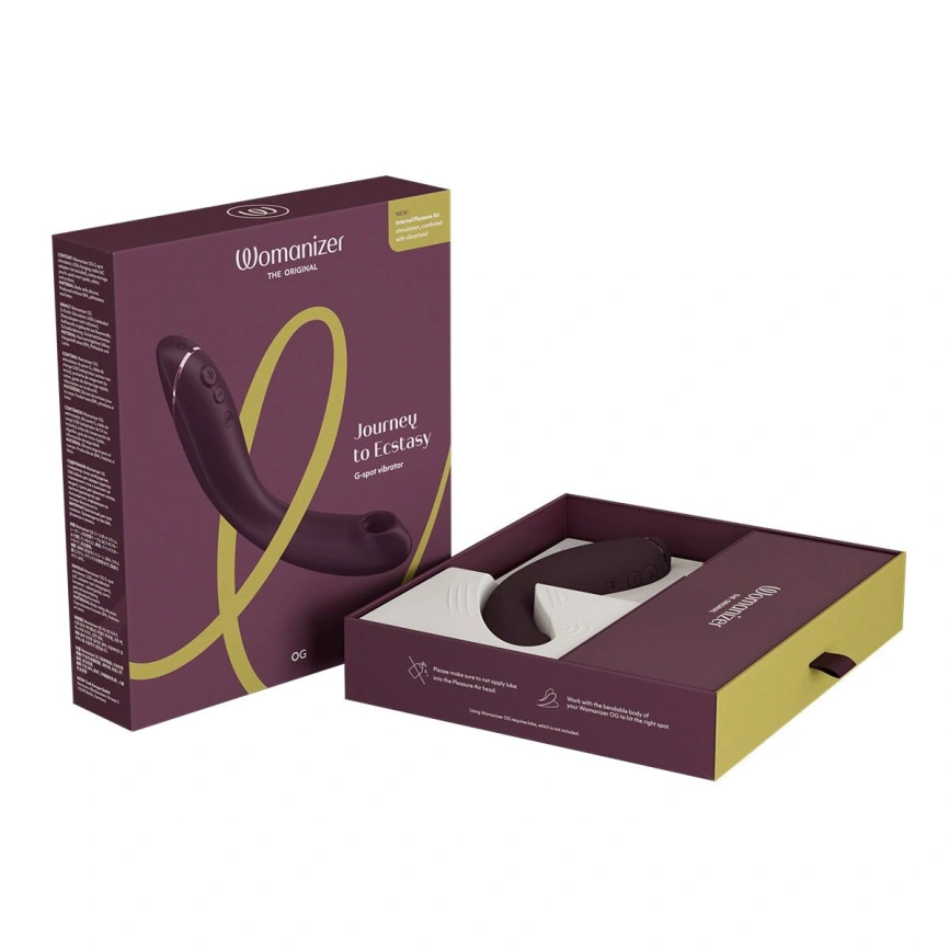 Вакуумный стимулятор для точки G и клитора с вибрацией Womanizer OG Aubergine, 12 уровней, 3 режима фото 8