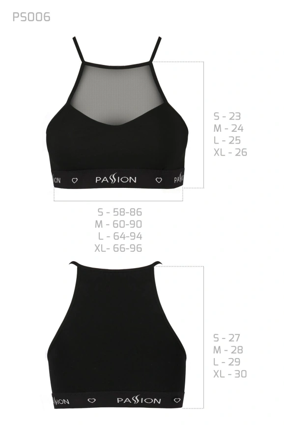 Спортивный топ с прозрачной вставкой Passion PS006 TOP S, black фото 3