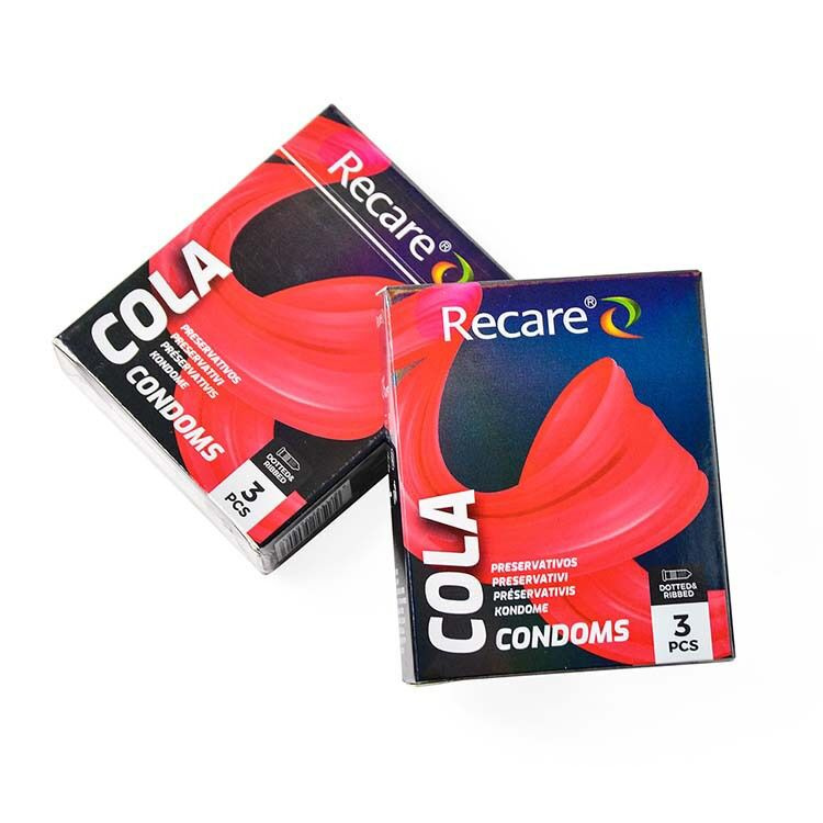 Презервативи Holographic Recare Cola Dotted&Ribbed Condoms 3 шт, з пухирцями і ребрами, аромат: Кола фото 3