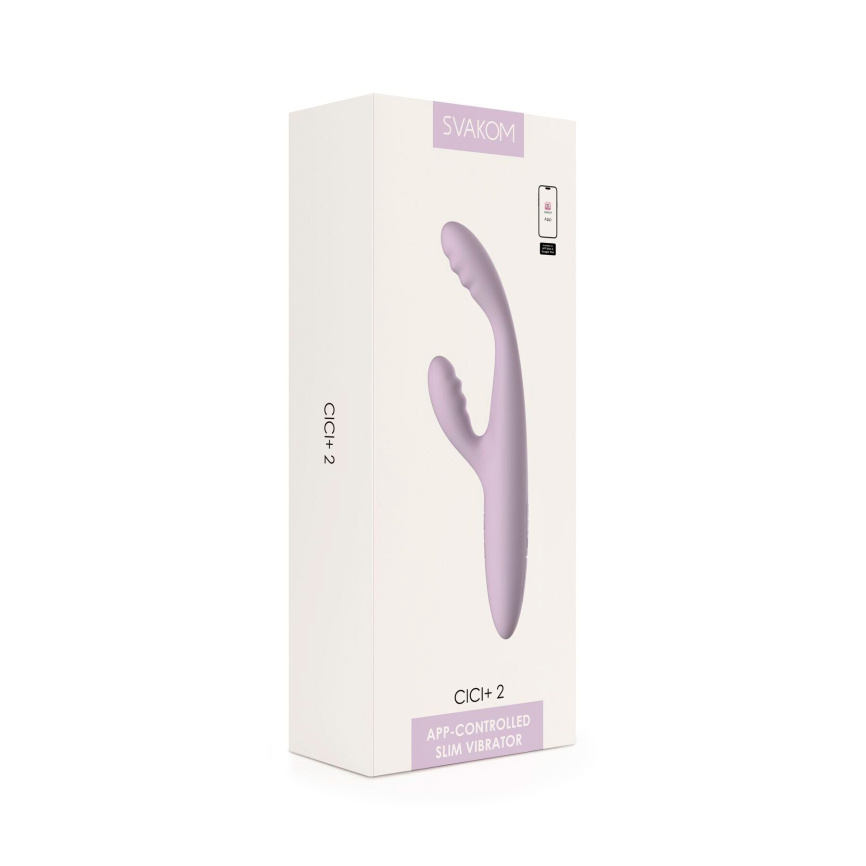 Тонкий кролик-вібратор Svakom Cici+ 2 Lilac, керування зі смартфона, підігрів до 38 °C фото 20