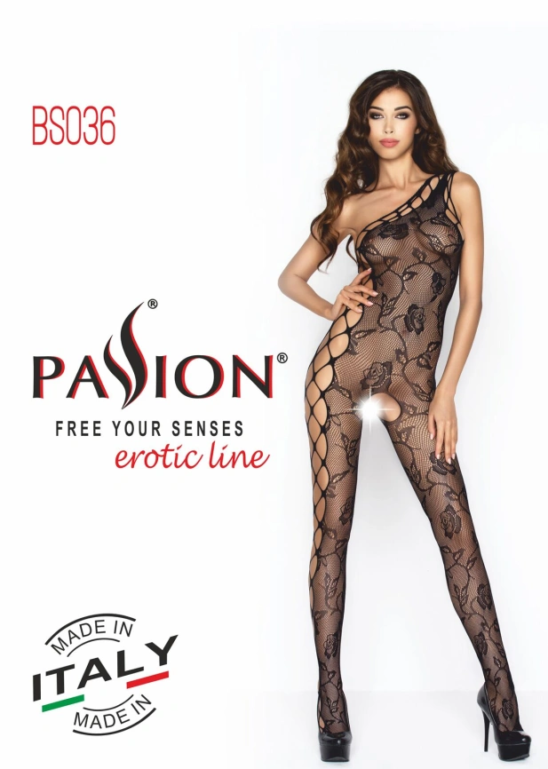 Бодистокинг Passion BS036 white, комбинезон, лямочка через одно плечо фото 4