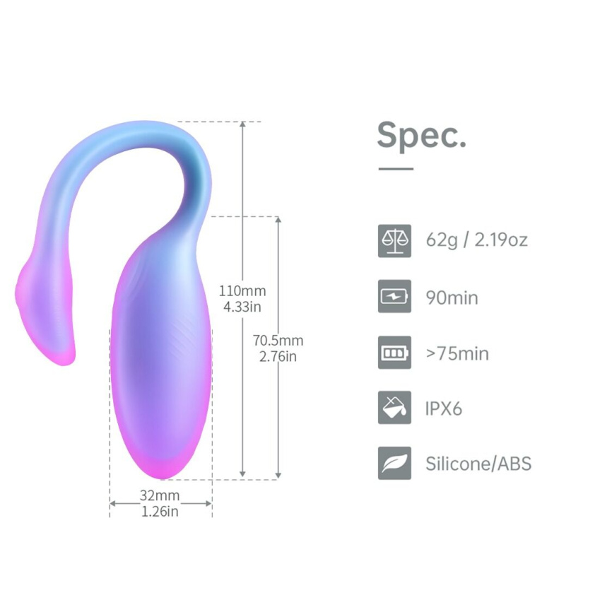 Смарт-віброяйце Magic Motion Flamingo Max Blue 2 в 1: віброяйце та тренажер Кегеля, 10 режимів фото 4