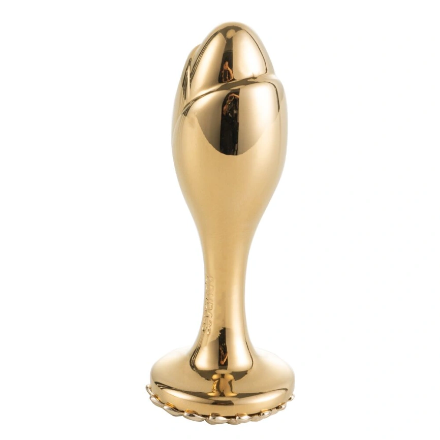 Металлическая анальная пробка LOCKINK SEVANDA Pearl Rose-shape Anal Plug, с искусственной жемчужиной фото 2
