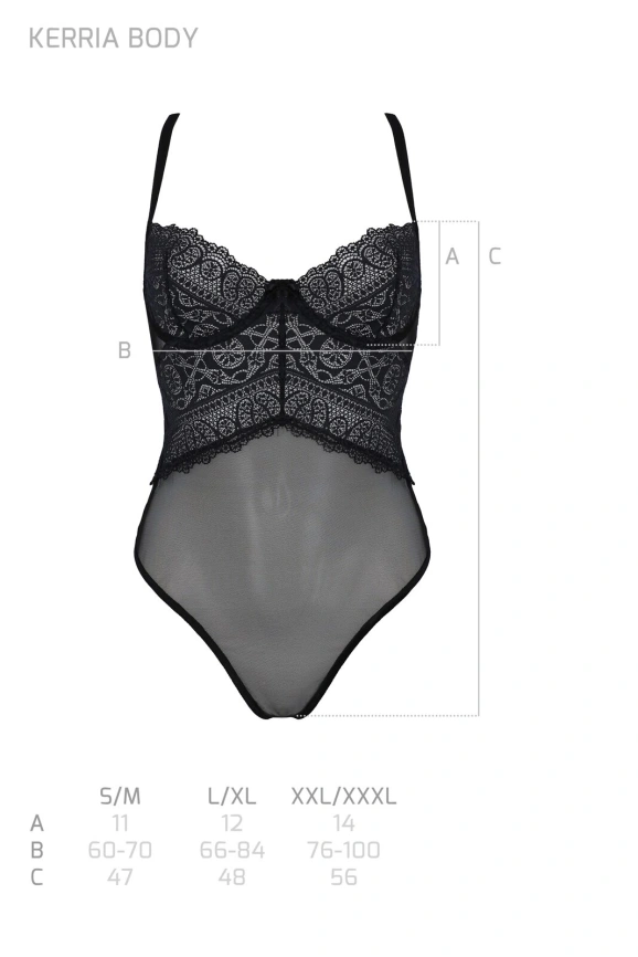Боди Passion KERRIA BODY black, XXL/XXXL, с высокими вырезами и верхом балконет фото 5