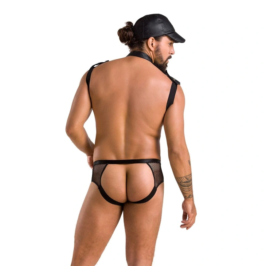 Комплект эротического мужского белья Passion 038 JOHN SET L/XL Black, боди, кепка фото 8
