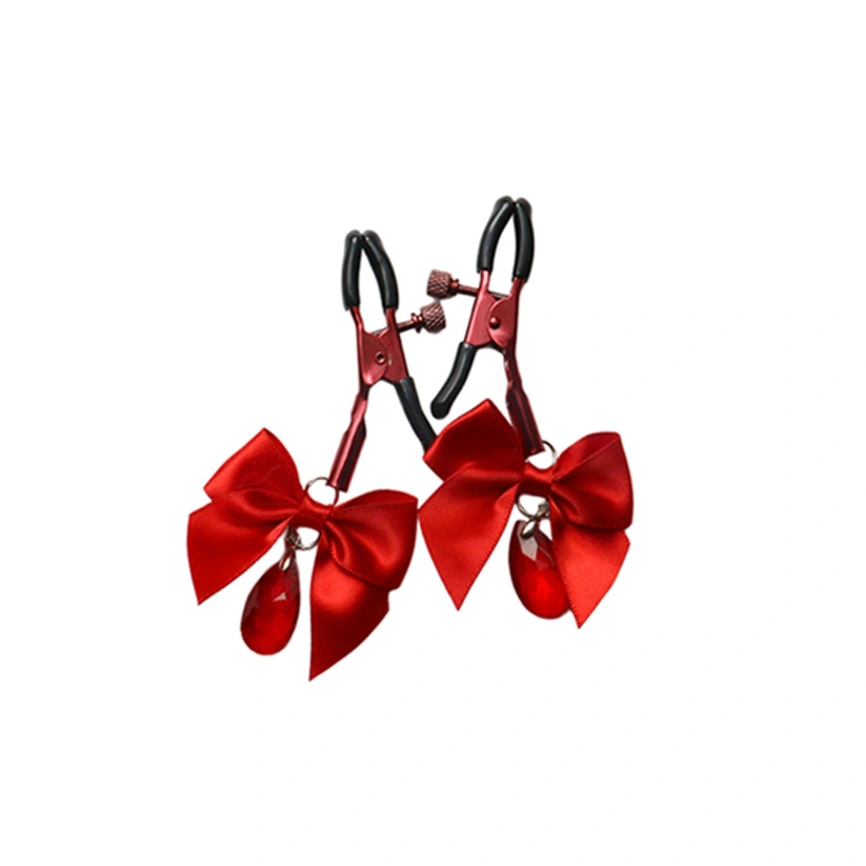 Зажимы для сосков с регулировкой Art of Sex - Flirty Bow, цвет красный фото 1