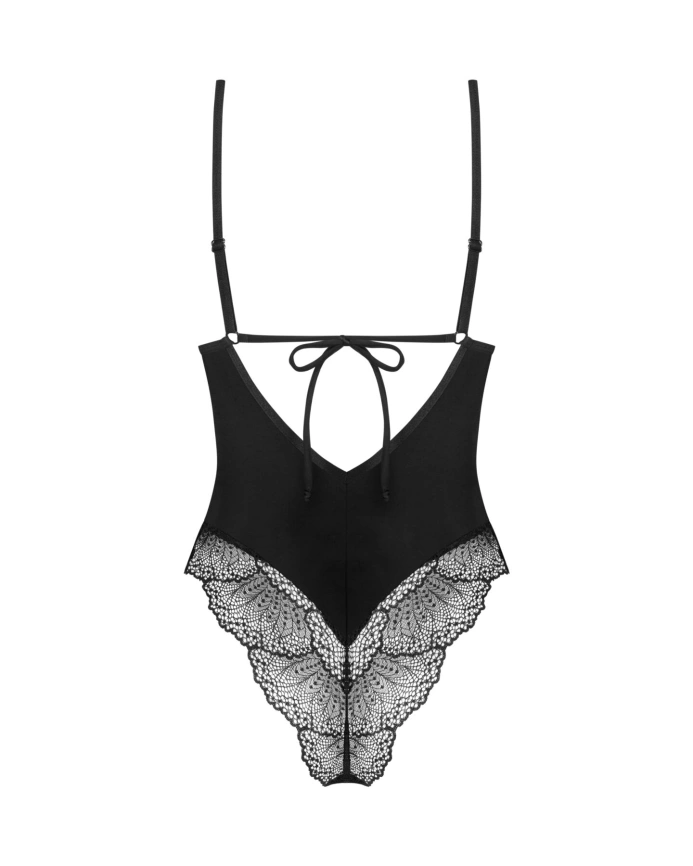 Тедди Obsessive Lobellis teddy, XS/S, черное, лиф с мягкой чашкой, открытая спина, низ-стринги фото 4