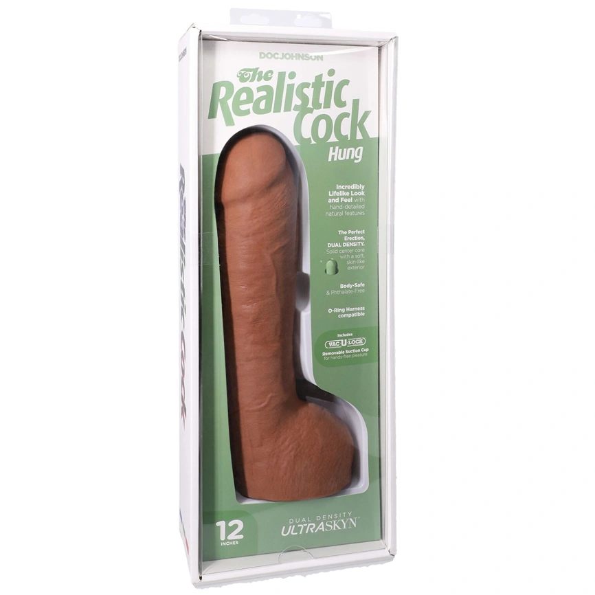 Фаллоимитатор Doc Johnson The Realistic Cock ULTRASKYN - 12 Inch Hung with Balls Caramel фото 8
