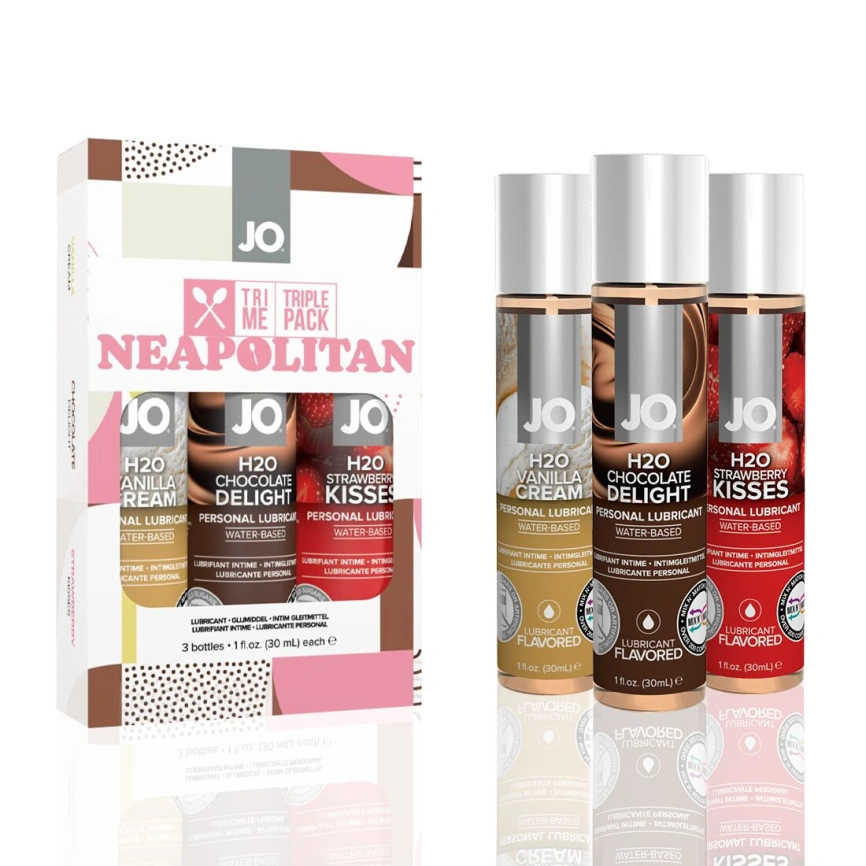 Набор JO Tri-Me Triple Pack — Neapolitan (3×30 мл) три разных вкуса оральных смазок фото 2