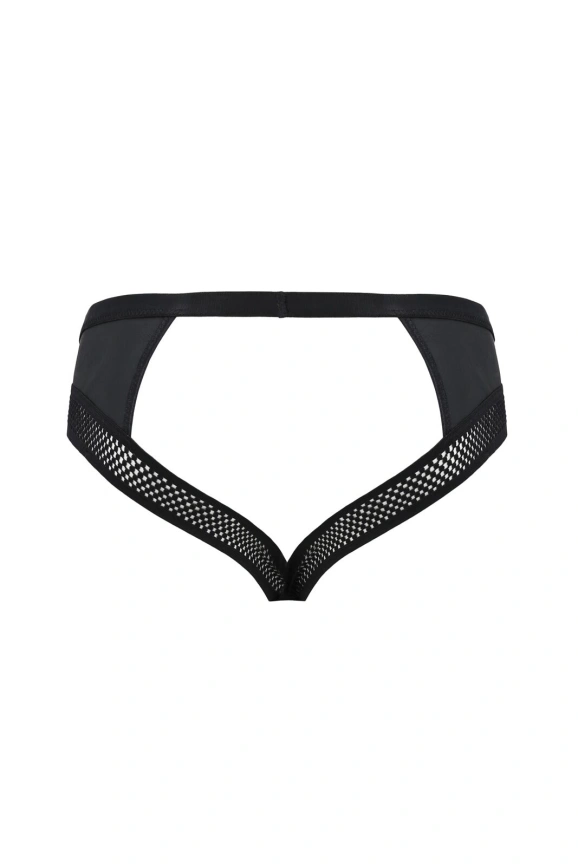 Мужские трусы с цепочкой Passion 030 SLIP TOM L/XL Black, экокожа, открытые ягодицы фото 4