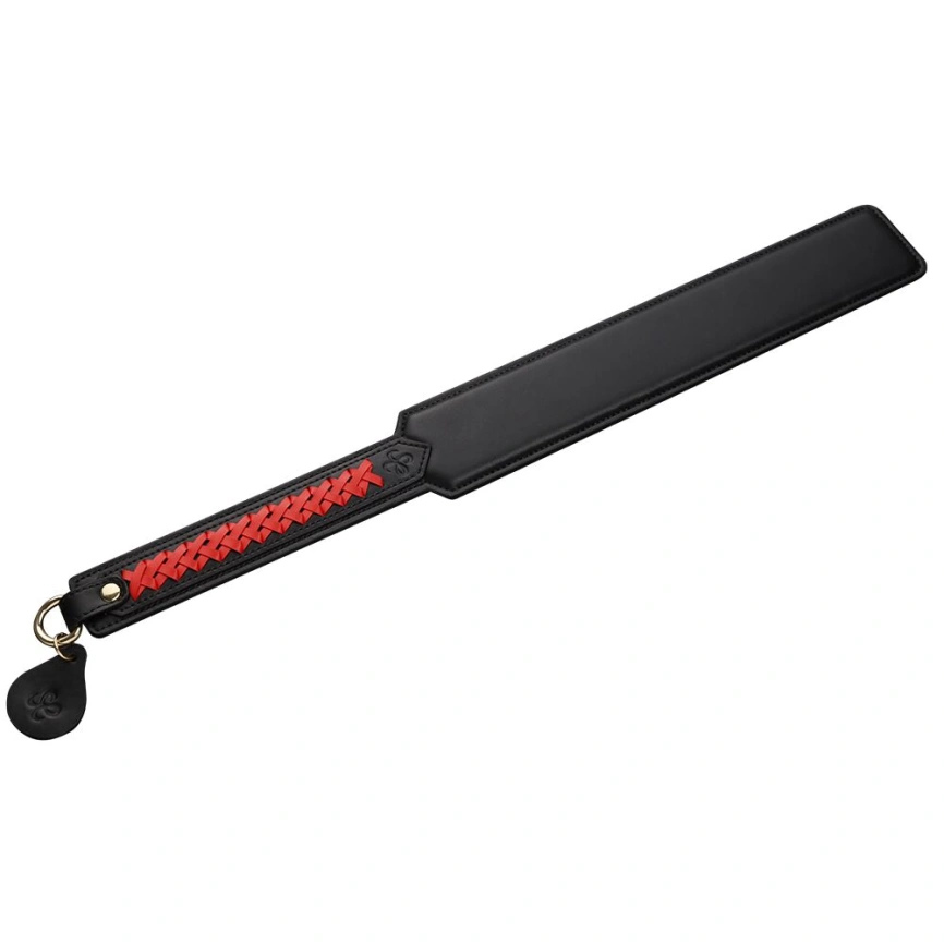 Паддл LOCKINK SEVANDA Braided-handle Spanking Paddle, черно-красный, гладкий, с плетением на ручке фото 1