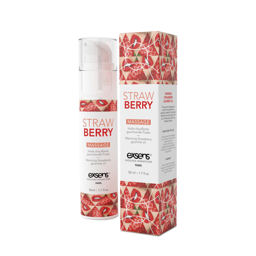 Масажна олія EXSENS Strawberry 50 мл розігрівальна, без цукру, без парабенів, їстівна фото 1