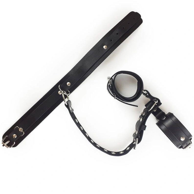 Фиксаторы для шеи и рук Art of Sex - Bondage Set из натуральной кожи, цвет черный фото 7