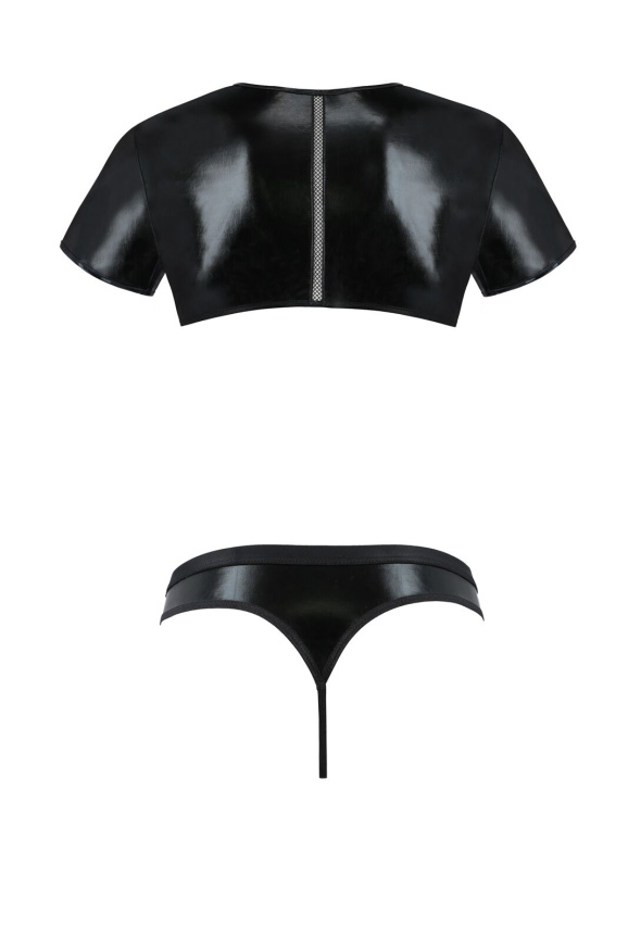 Комплект чоловічої білизни під латекс Passion 057 SET PETER XXL/XXXL Black, кроп-топ, стринги фото 4