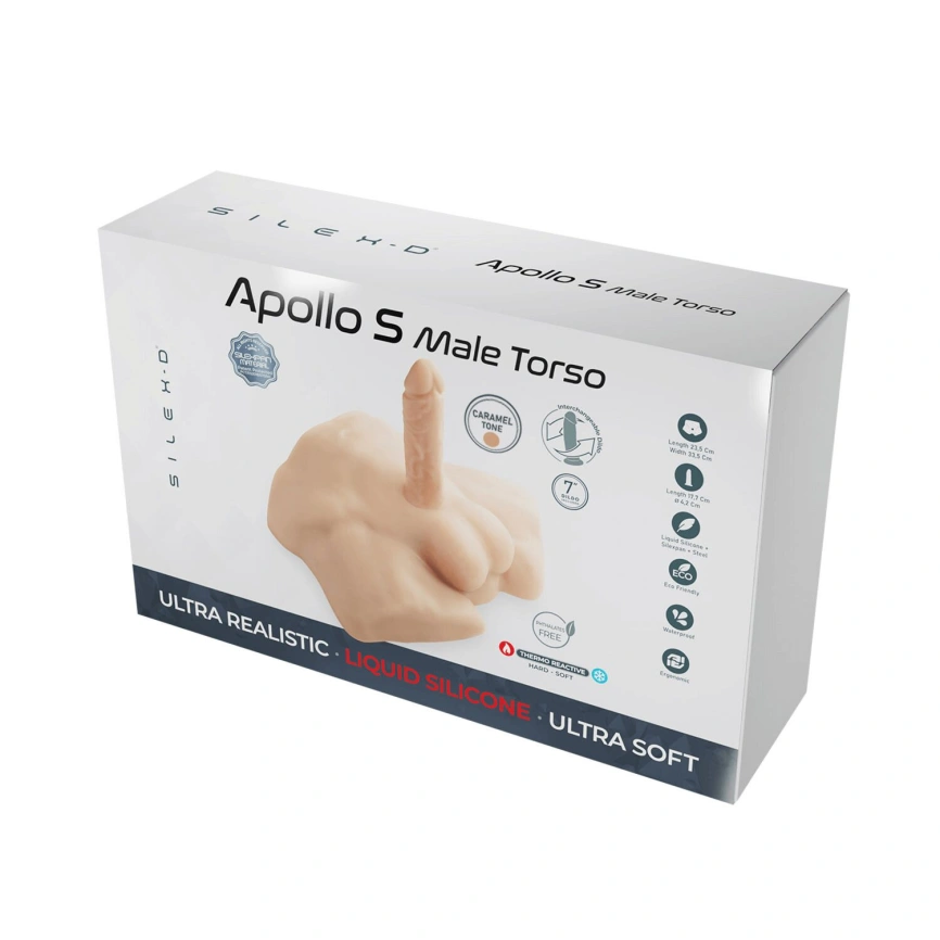 Полуторс с фаллоимитатором на присоске SilexD Apollo S Male Torso Caramel фото 6