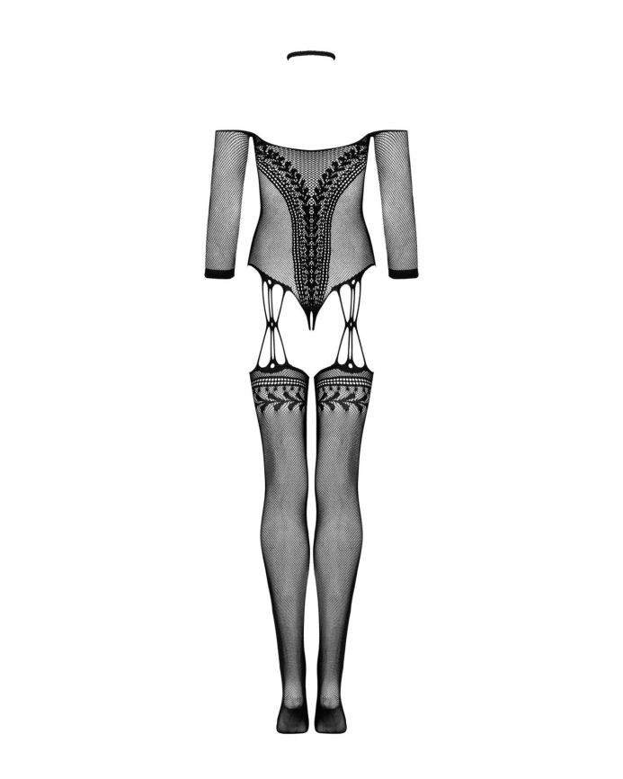 Нейлоновый бодистокинг с имитацией чулок Obsessive Bodystocking G333 S/M/L, black, с доступом фото 4