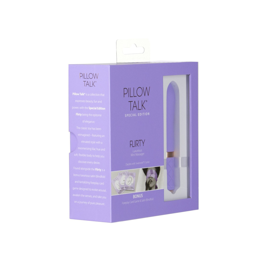 Розкішний вібратор Pillow Talk Flirty Purple Special Edition, Сваровскі, пов’язка на очі+гра фото 10