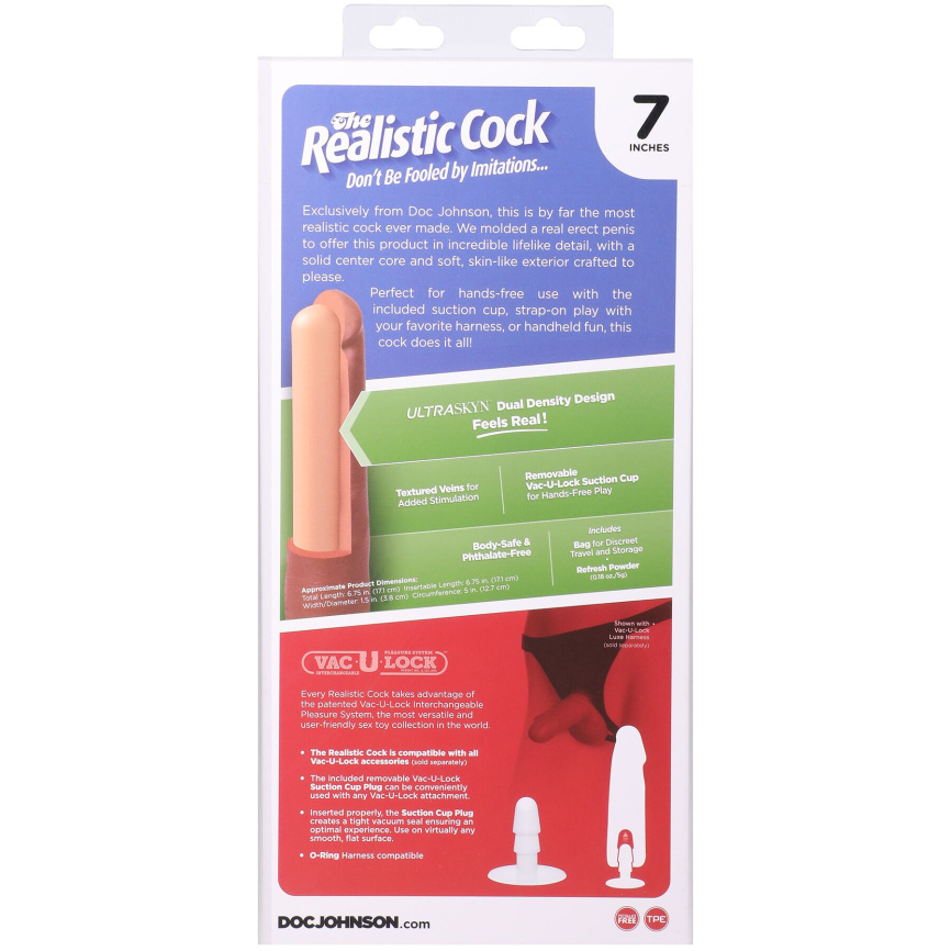 Фалоімітатор Doc Johnson The Realistic Cock ULTRASKYN - 7 Inch Chocolate фото 11