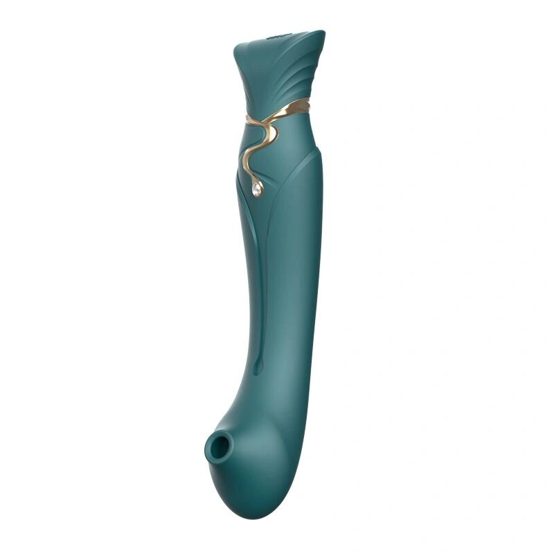 Смартвибратор 3в1 Zalo — Queen Set Jewel Green, пульсирующая жемчужина и вакуум, кристалл Swarovski фото 7