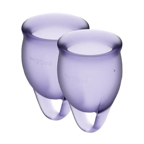 Набор менструальных чаш Satisfyer Feel Confident (lila), 15мл и 20мл, мешочек для хранения фото 1